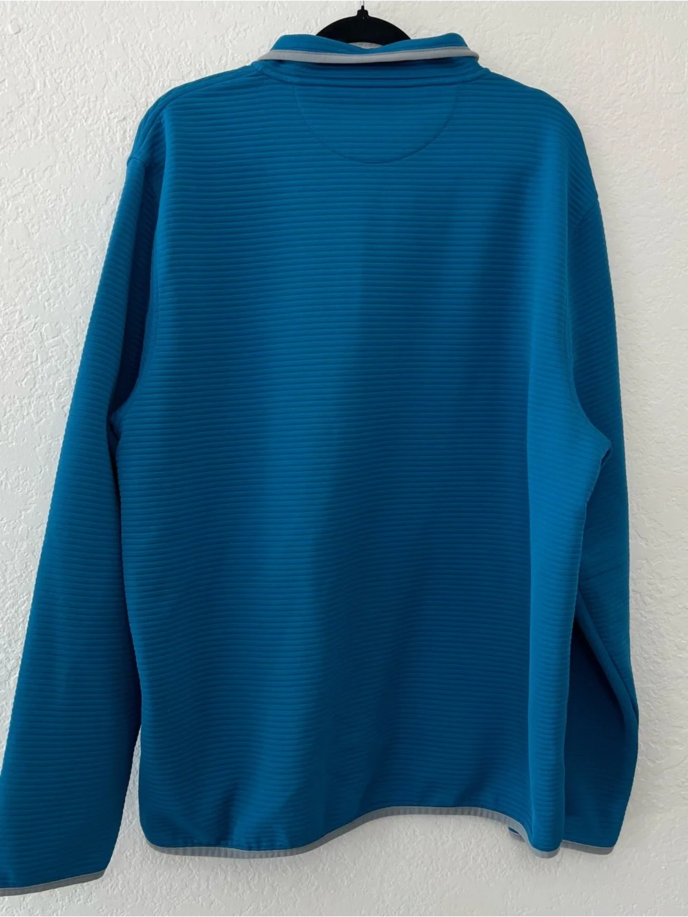 J. Crew Authentic‎ Fleece Quilted Quarter Zip Blue Pullover Sweatshirt Men's XXL